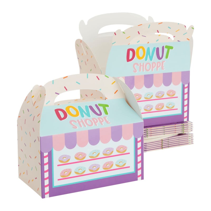 BLUE PANDA Donut Boxes with Handles for Donut Party Decorations - Spacious Sweets Boxes for Candy & Mini Pastries - Pack of 24, 6 x 3.3 x 3.6 in - Image 1